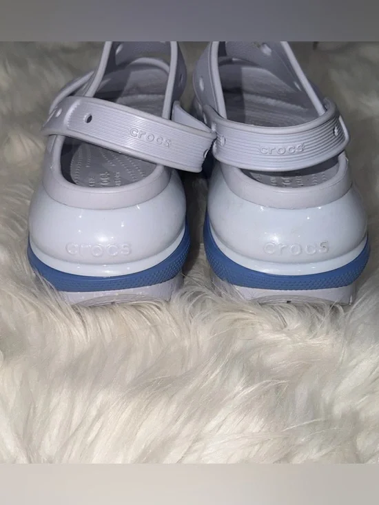 CROCS Light Grey and Blue Mega Crush Sandals Hyper Dreamscape Women’s 8 - Picture 3 of 5